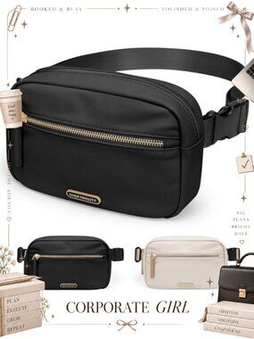 Water-Resistant Nylon Crossbody Fanny Pack Belt Bag 3 Zip Pockets Adjustable